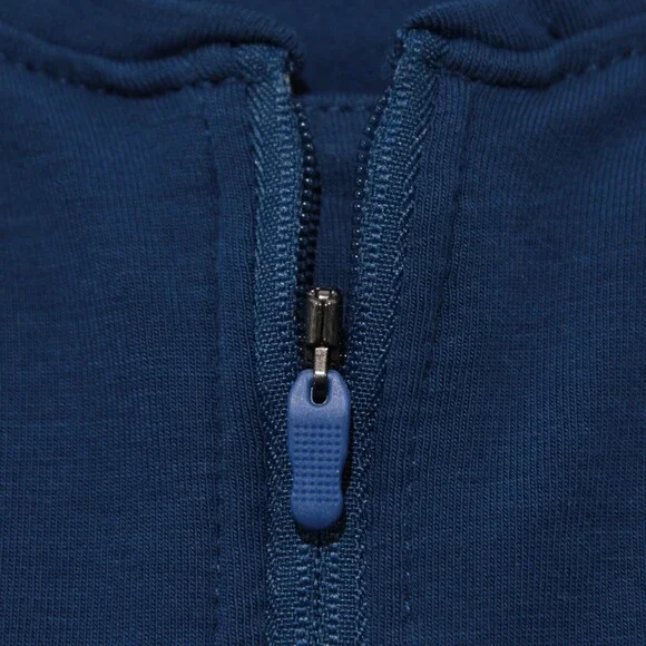 Orchard & Broome NWT Essex Short Sleeve Zip T-Shirt Size M in Blue Cotton Blend